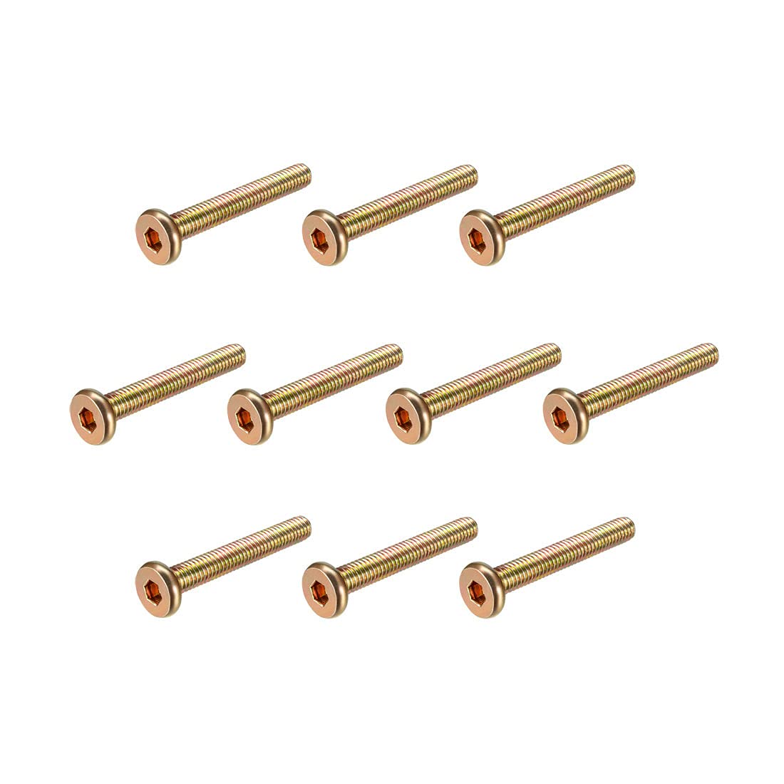 sourcing map M6x40mm Furniture Screw Hex Socket Machine Screws Zinc Plated Fasteners Bolts Full Thread Carbon Steel 10Pcs