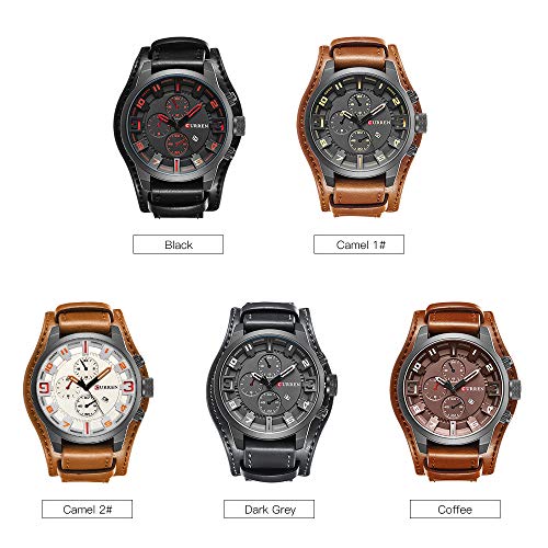 Reloj de pulsera de cuarzo para hombre Curren con calendario, correa de piel - Imagen 5