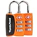 Open Alert Indicator TSA Approved 3 Digit Luggage Locks to Lock Travel Suitcase (2 Pack, Orange)