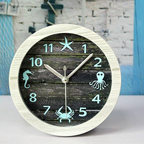 European Mediterranean Sea Style Retro Antique Jellyfish Crabs Desk Clock Alarm Clock Blue Arabic Numbers Home Decor