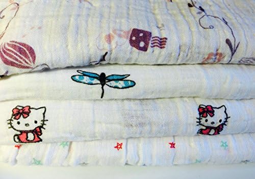 Baby Girl-100% Cotton Nursery Blankets-Set of 4-with 4 Stroller Clips.ON SALE !