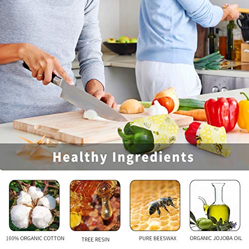 image for Hilbertbrook Beeswax Wrap(6 pack)+ Silicone Lids(6 size), Wax Wraps Fo