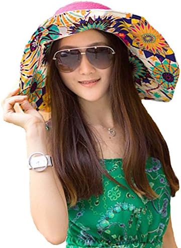 Cuca Dunna Woman Beach Hats Floppy Wide Brim Foldable Straw Sun Hat Bowknot Flower Topee Cap