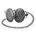 Powshop Vintage Stainless Quartz Pocket Watch with 14.8'' Chain Classic Sculptured Fob Pocket Watch (Black)