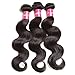 Sunber Hair Virgin Brazilian Body Wave 3 Bundles, Long Lasting Brazilian Hair 100 Human Hair Body Wave, Natural Black Color Mixed Length