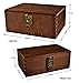 [Mustard 2 Sets] Wood Storage Box Kit Wooden Boxes Card Document Archival Jewelry Trunks Case Cabinet Container with Lock and Key Western Rustic for Keepsake Silverware Organizer Album Collection