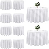 Cuckan 120 Inch Round Tablecloth, 10 Pack White Stain Resistant and Wrinkle-Free Polyester Table Cover for Wedding, Banquet, Party, Restaurant