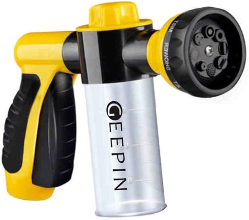 Amazon Com Geepin Garden Hose Nozzle Sprayer Pistol Grip Trigger 8 Adjustable Pattern Can Independently Open Or Closed Foam Storage Watering Plants Lawn Car Washing Patio Dog More