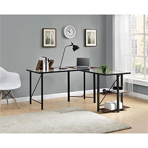 Ameriwood Home Cruz Glass Top L Desk, Cherry on Galleon Philippines