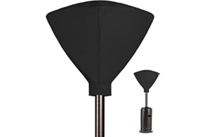 AZVIZANMO Outdoor Vinyl Patio Heater Cover w/ Zipper & Storage Bag, Classic Terrace Round Propane Fire Sense Gas Stand Up Heavy Duty Heater Head Covers, Waterproof Weather Resistant(34"D Top Cover Only, Black)