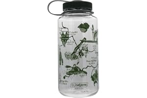 Nalgene Sustain Tritan BPA-Free Water Bottle Made with Material Derived from 50% Plastic Waste, 32 OZ, Wide Mouth, Geographical Bottle Design, East Coast Clear