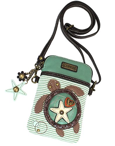 Chala Striped Sea Turtle Cellphone Crossbody Handbag - Convertible Strap