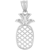 Claddagh Gold 925 Sterling Silver Cut-Out Tropical Fruit Pineapple Charm Pendant