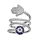 KIVN Fashion Jewelry Wrap Spiritual Hamsa Hand Evil Eye CZ Cubic Zirconia Finger Rings for Women (Sapphire, 7)