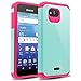 Kyocera Hydro Air, Kyocera Hydro Wave Case, RANZ Hot Pink with Aqua Blue Hard Impact Dual Layer Shockproof Bumper Case for Kyocera Hydro Wave C6740