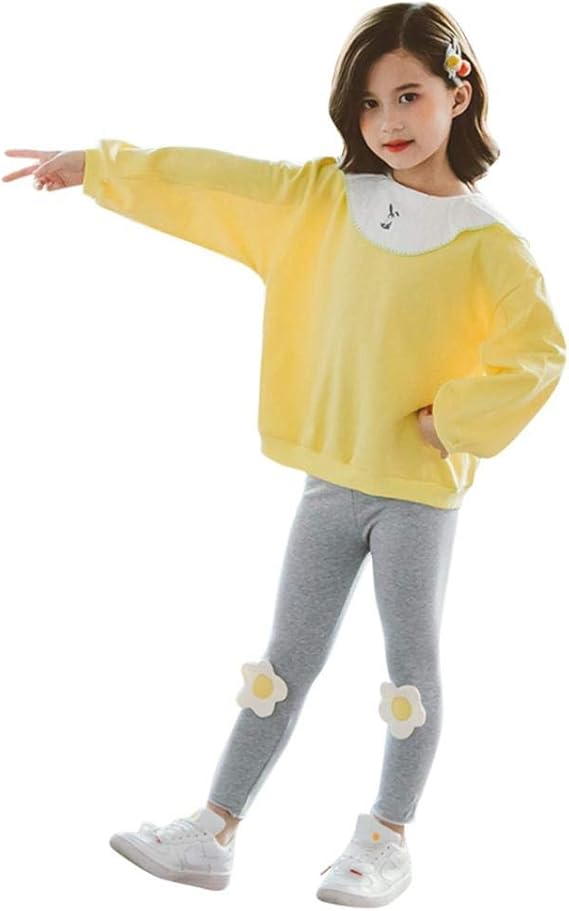 Amazon Aculldo キッズ服 ガールズ パーカー 2点セット 子供 トレーナー 長ズボン 子供服 女の子 韓国風 長袖 スウェット パンツ 花柄 可愛い ゆったり キッズ ジャージ ジュニア おしゃれ 普段着 通学 登山 スポーツウェア 春 秋 セットアップ トレーナー パーカー