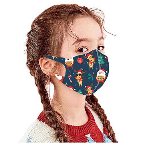 ZTY66 10Pack Face Protection for 3-12T Kids-Mixed Color& Lovely Christmas& Cartoon Pattern-Washable&Reusable