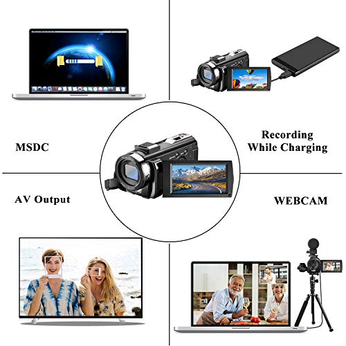 Video Camera Camcorder with Remote Control, Aasonida YouTube Camera 30FPS 1080P with Hot Shoe and 2 Batteries, 24MP 3 Inch Screen 270 Degree Rotation Screen 16X Digital Zoom, Pause Function - Thumbnail 4