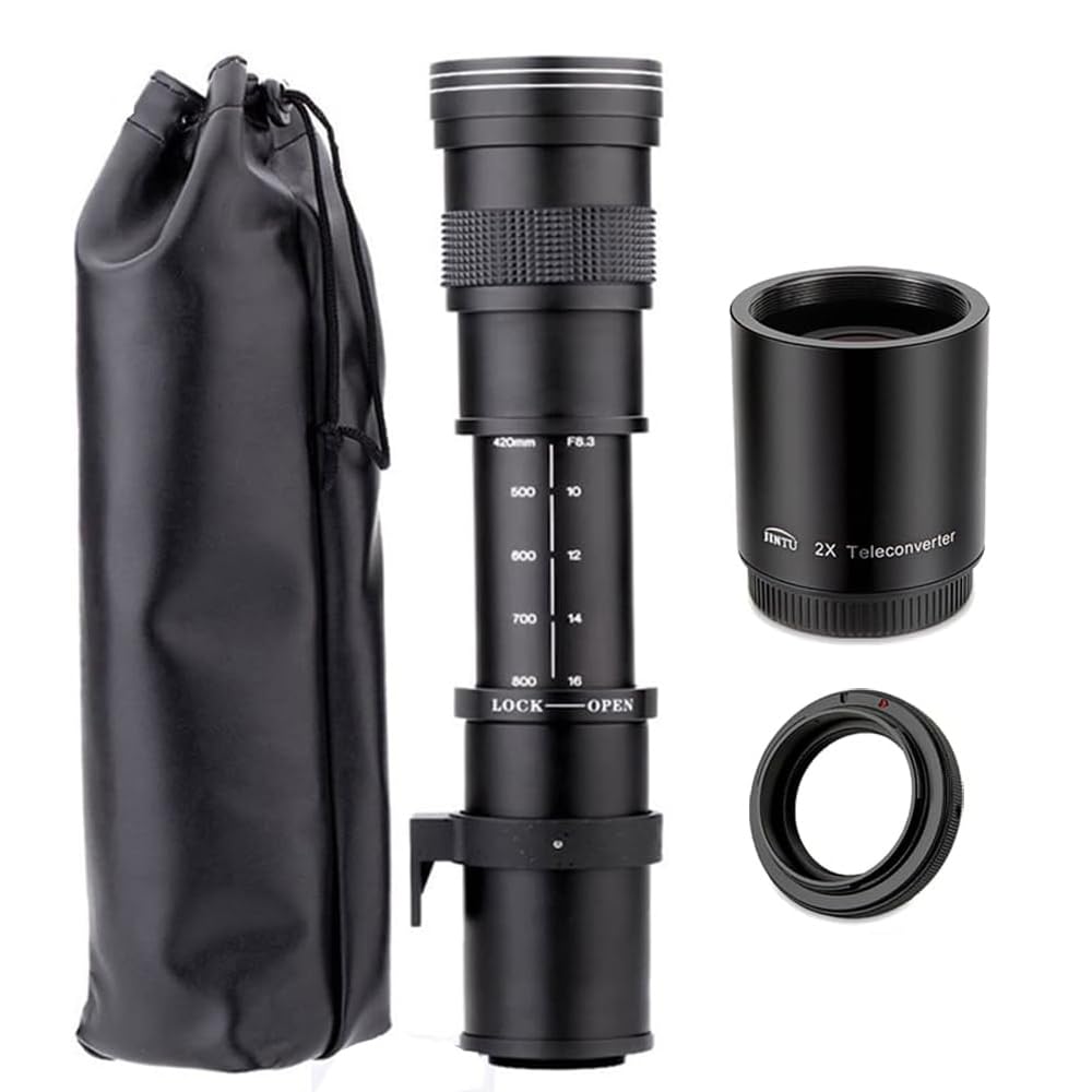 JINTU 420-1600mm f8.3 Telephoto Zoom Lens Manual Focus Camera Lenses for Nikon D7000, D7100, D7200, D7500, D850 D5600 D3400 D500 D5500 D750 D810 D3100 D610 D5200 D600 D3200