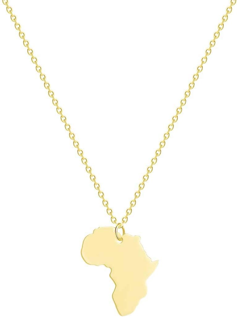 Cute Africa Map Pendant Necklace Stainless Steel Africa Continent Necklace for Girl and Women