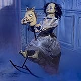 Party City Animated Rocking Horse Girl, Halloween Animatronic Prop, Indoor Decor
