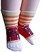 BS® 6 Pairs Non Skid 12-36 Months Unisex Baby Boy Toddler Non-Skid Slip Cozy Soft Crew Boat Socks + Gift Bag + Gift Card, Stripes No-Show Crew Boat Socks Footsocks Sneakers