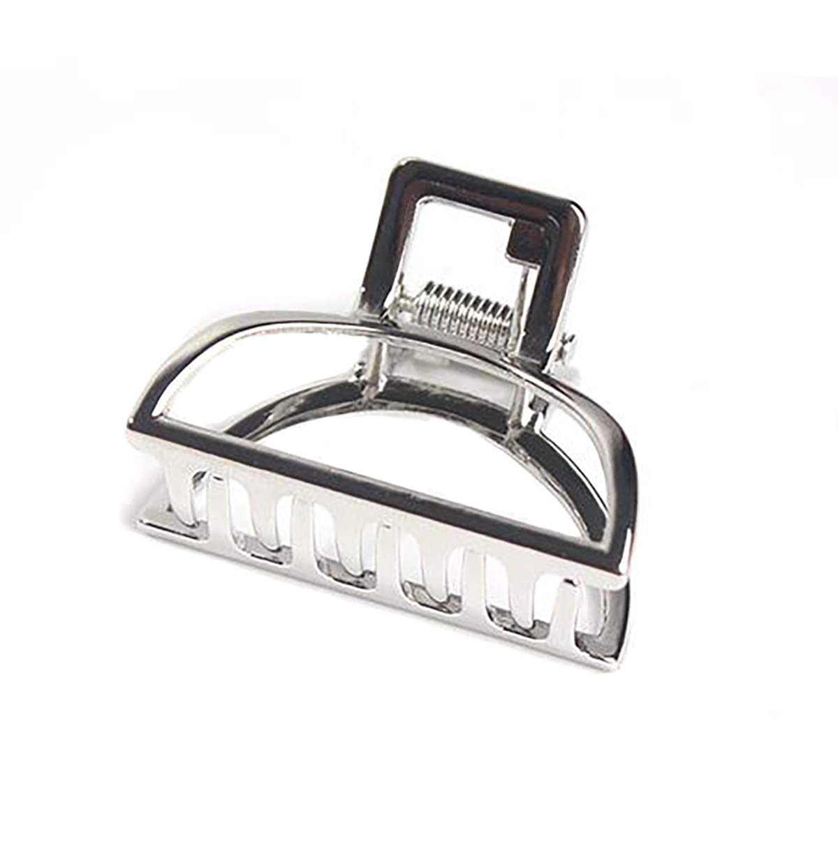 Fodattm 2PCS Small Solid Color Vintage Metal Hair Jaw Clips Hair Clamp Ponytail Holder Hair Claw Hairpin Accessories for Girls Lady Women (Silver)