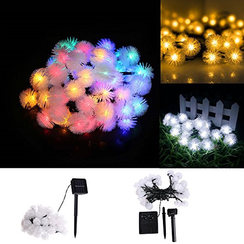 On Sale 6.35M Solar Powered Copper Wire Lights String with Puffer Ball 8 Lighting Modes, 30 LEDs Flexible Christmas Fairy Lights, LED Rope Lights Outdoor Indoor Garden Path Bush