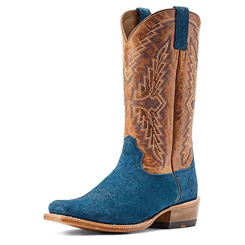 ARIAT BMVY9 Mens Futurity Showman Western Boot Navy Roughout/Bite The Dust Brown 9 at Amazon