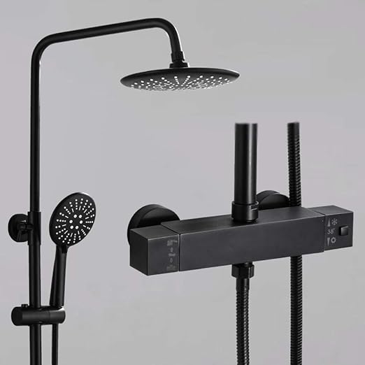 Baño Grifo Baño Negro Conjunto De Ducha Termostática Constante