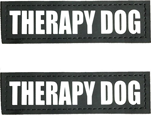 ALBCORPReflective Therapy Dog Patches with Hook Backing for Service Animal Vests/Harnesses Large (6 X 2) Inch