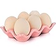 URWOOW Ceramic 6 Cup Egg Tray Holder (Pink)