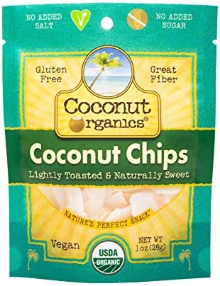 Coconut Organics Toasted Unsweetened Coconut Chips, 1 Ounce (Pack of 12)