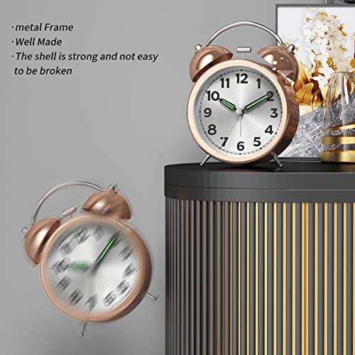 Kpin Double Bell Alarm Clock with Battery Operated, Glow in Dark Hands