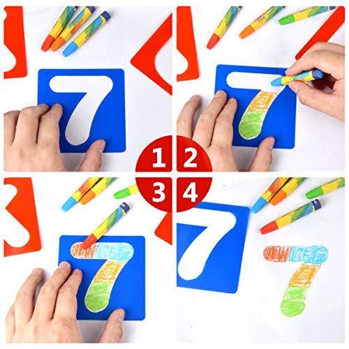 image for Comonc Alphabet Stencils Sets Reusable Plastic Letter Stencils Colorfu