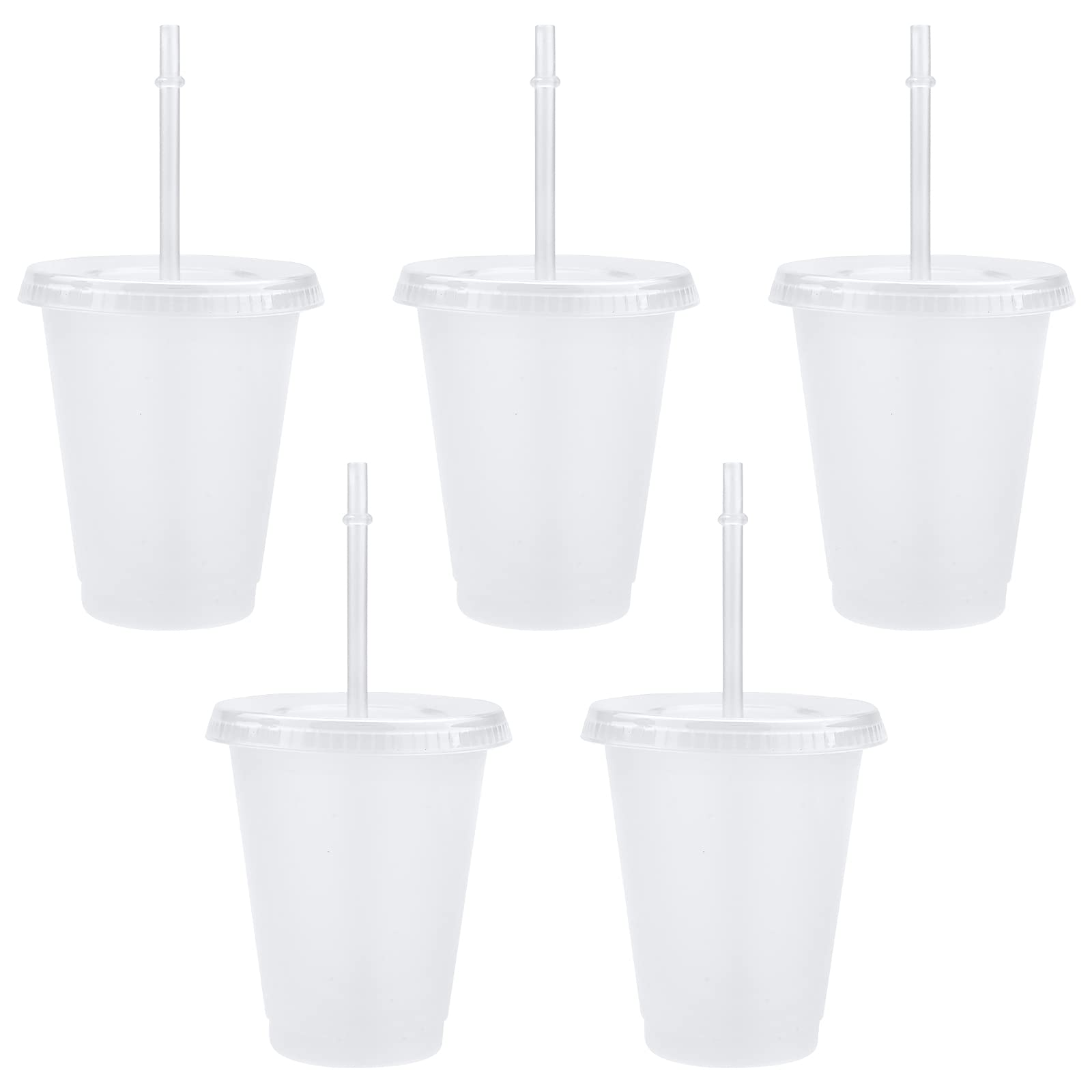 TSLBW 5 Pcs Reusable Plastic Cup Drinkware Tumblers Acrylic Cups Tumblers with Lids and Straws Plastic Bulk Iced Plastic Cold Water Tumblers Iced Coffee Cups Travel Mug Party Tumbler