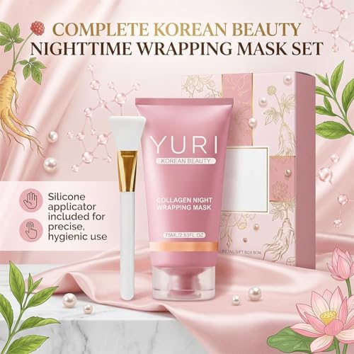 Yuri Collagen Night Wrapping Mask, Yuri Korean Beauty, Korean Beauty Collagen Night Wrapping Mask, Easy Peel off Facial Mask Skin Care Night Mask, Hydrating Firming Sleeping Mask (1pcs)