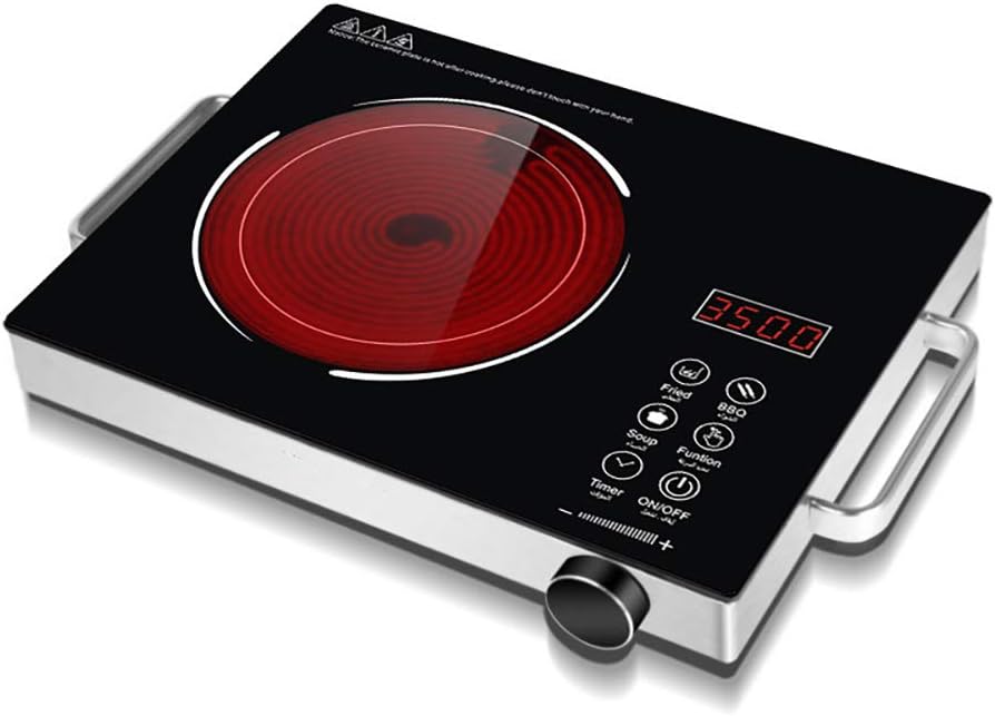 Induction Hob, 2200W Ceramic Glass Hot Plate, 5 Power Levels Ceramic Glass Plate with LED