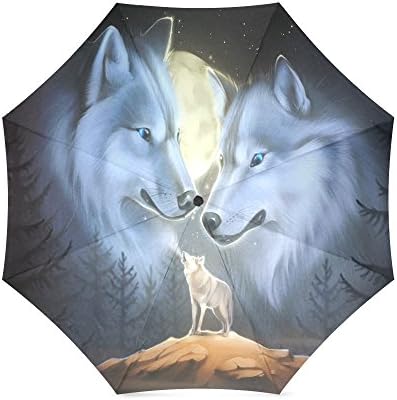 Cool Wolf, Wild Animal Custom Folding Portable Outdoor Rain /Sun Umbrella Beach Travel Shade Sunscreen For Women/Men
