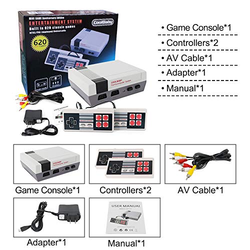 Beyondsky Classic Game Console Built-in 620 TV Video Games - Retro Family Mini Game Console with 8-bi,AV Output and Dual Control Controllers, Plug and Play, Bring Back Happy Childhood Memories - Thumbnail 6