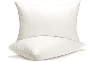 QUBA LINEN Queen Size Bed Pillows - Set of 2, Medium Density, Soft and Supportive for Back, Side, and Stomach Sleepers (Queen (Pack of 2)) (White, Pack of 2)