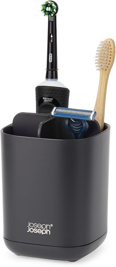 Joseph Joseph Easy-Store Toothbrush Holder Caddy Bathroom Storage Matt Black