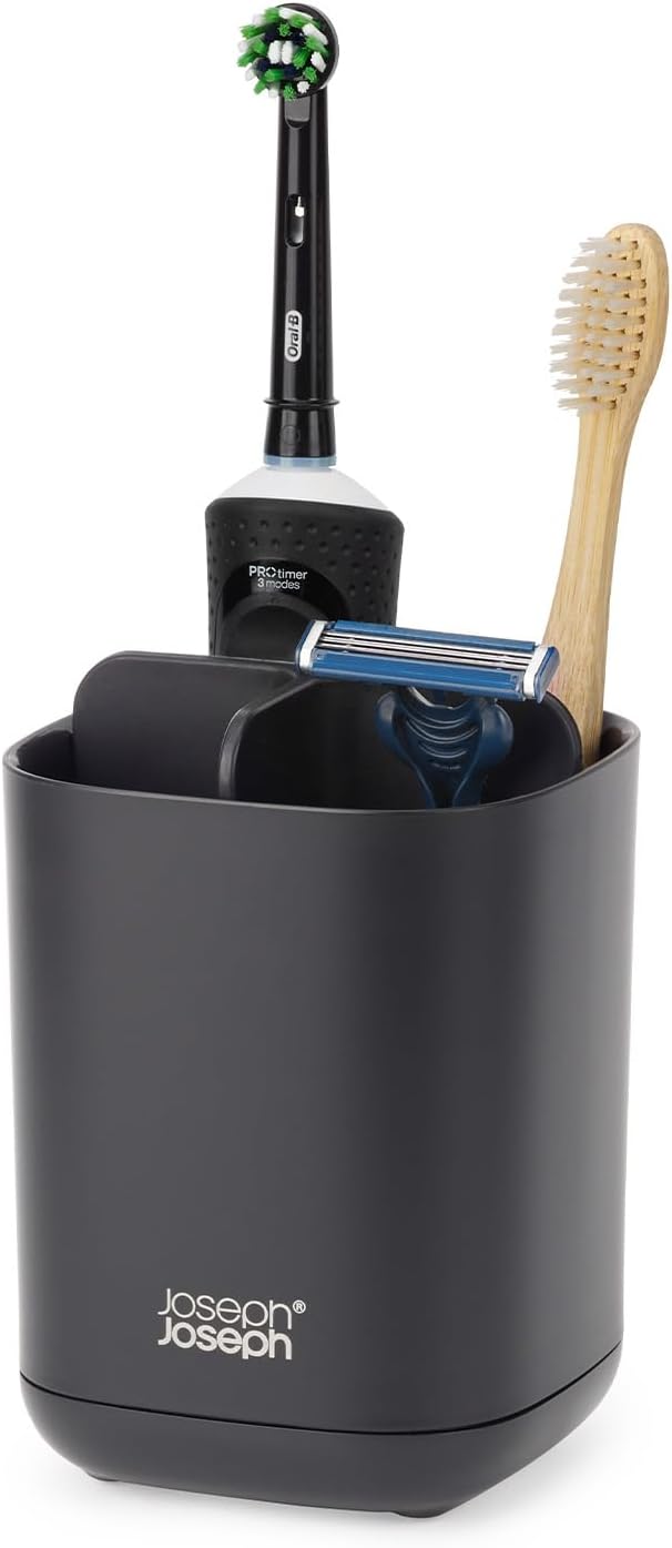 Joseph Joseph Easy-Store Toothbrush Holder Caddy Bathroom Storage Matt Black