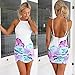 Gasion Women Slim Summer Floral Print Gallus Sleeveless Backless Dress (X-Large, White)