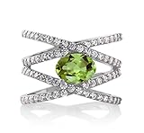 2.26 Ct Natural Oval Green Peridot 925 Sterling Silver Women's Ring (Available in size 5, 6, 7, 8, 9)