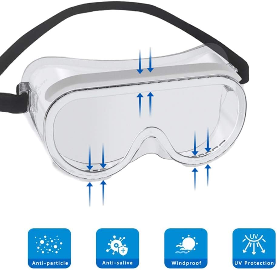 Safety Glasses Protective,Adjustable Anti-Fog Transparent Eye Full Glasses Prevent Salivaeye Protection for Home Lab Anti-Scratch Anti-Splash(178X62x85 Mm)