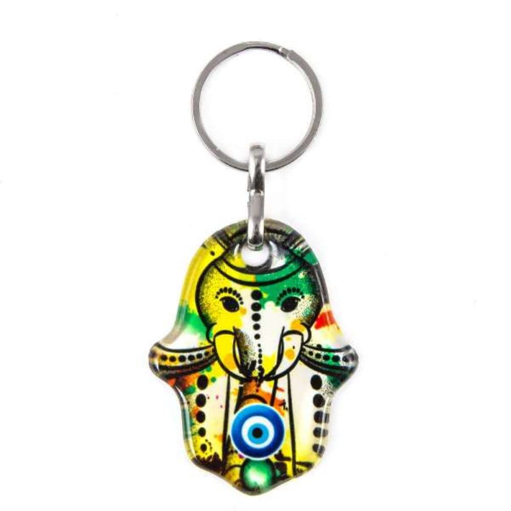 Jeannieparnell 501 - Hamsa Hand, Hand of Fatima & Lucky Evil Eye Keyring Bag Hanger Protection and Good Luck