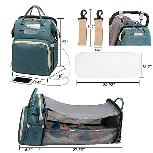 5 in 1 Travel Foldable Baby Bed with Shade Cloth, USB Charging