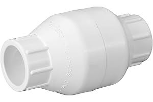 Geetery PVC Inline Check Valve Solvent Connections White Plastic Backflow Preventer Pipe Fittings Check Socket Schedule (1 Pcs, 3/4 Inch)