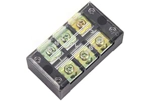 AEREXIER 5Pcs 3 Positions Dual Rows 600V 45A Screw Wire Barrier Block Terminal Strip Block TB-4503L with Removable Clear Plastic Insulating Cover